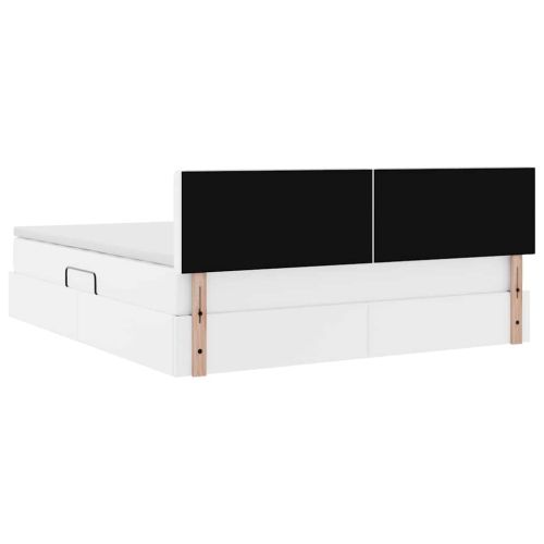 Легло с място за съхранение и матрак Чисто бяло 160 x 200 cm