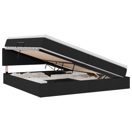 Легло с място за съхранение и матрак Черно 200 x 200 cm