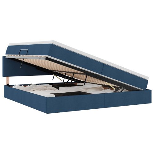 Легло с място за съхранение и матрак Синьо 200 x 200 cm