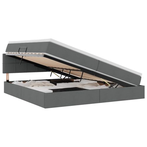 Легло с място за съхранение и матрак Тъмен сив 200 x 200 cm