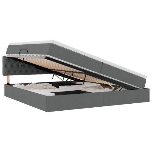 Легло с място за съхранение и матрак Тъмен сив 200 x 200 cm