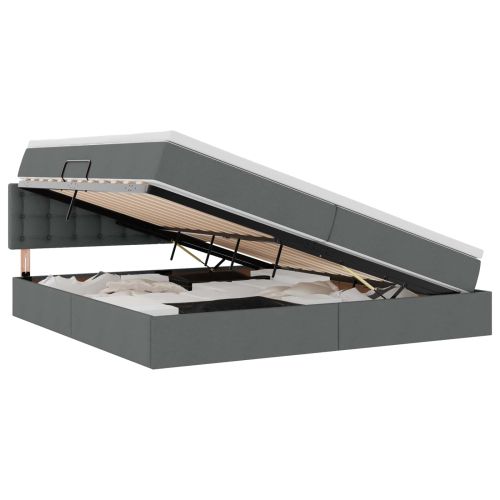 Легло с място за съхранение и матрак Тъмен сив 200 x 200 cm