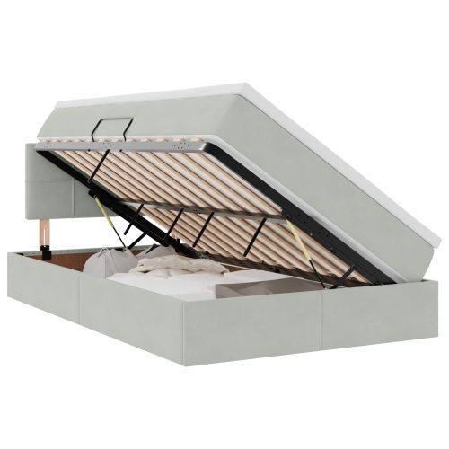 Легло с място за съхранение Светлосиво 120 x 200 cm Кадифе