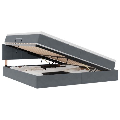Легло с място за съхранение Тъмен сив 200 x 200 cm Кадифе
