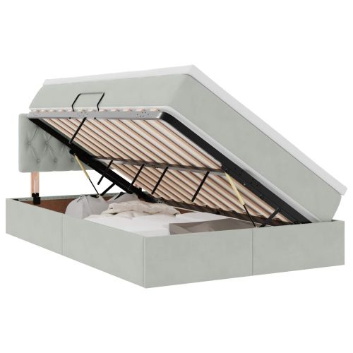 Легло с място за съхранение Светлосиво 120 x 200 cm Кадифе