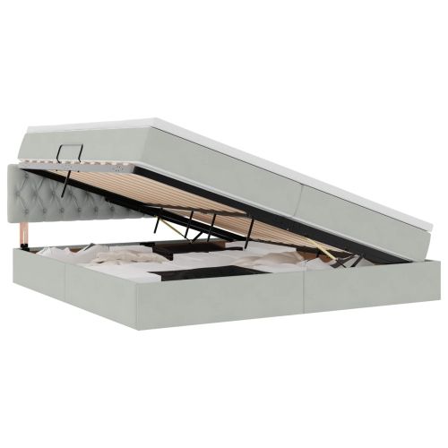 Легло с място за съхранение Светлосиво 200 x 200 cm Кадифе