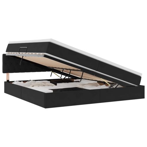 Легло с място за съхранение с матрак Черно 200 x 200 cm Кадифе