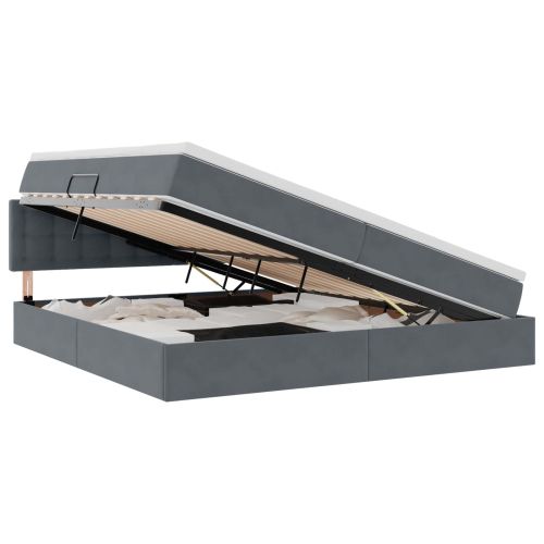 Легло с място за съхранение Тъмен сив 200 x 200 cm Кадифе