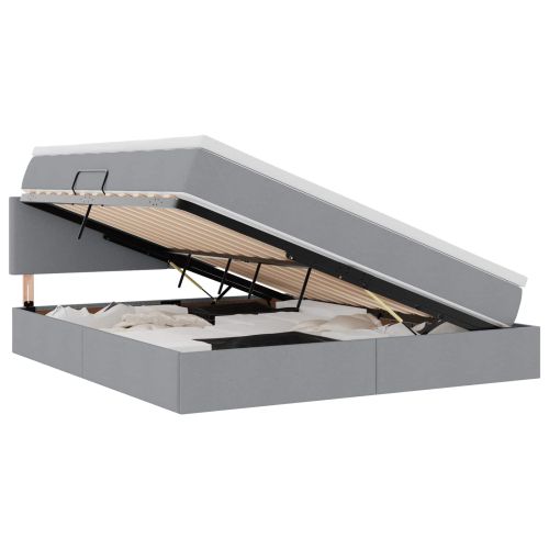 Легло с място за съхранение и LED с LED Светлосиво 180 x 200 cm