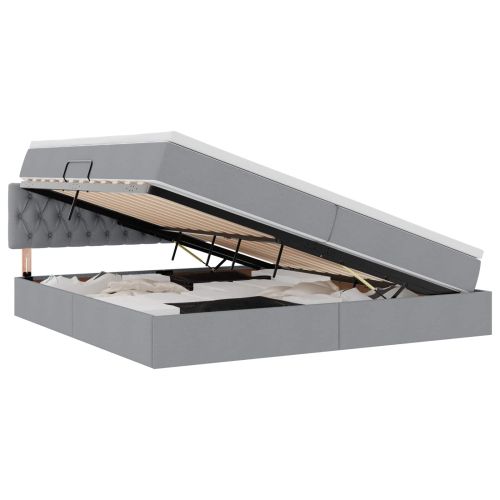 Легло с място за съхранение и LED с LED Светлосиво 200 x 200 cm