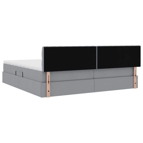 Легло с място за съхранение и LED с LED Светлосиво 200 x 200 cm