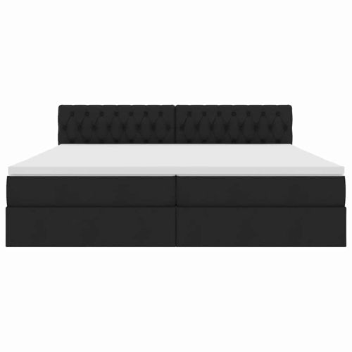 Легло с място за съхранение и LED Черно 200 x 200 cm текстил