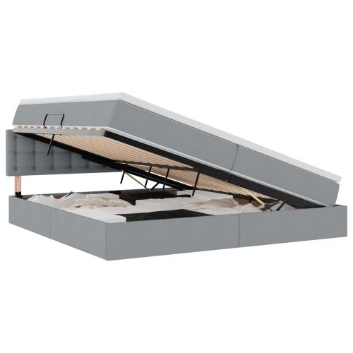 Легло с място за съхранение и LED с LED Светлосиво 200 x 200 cm