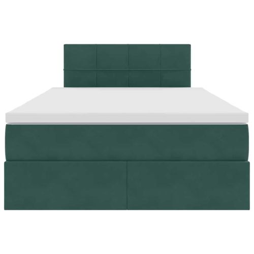 Легло с място за съхранение и LED Тъмен зелен 120 x 200 cm