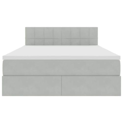 Легло с място за съхранение и LED с LED Светлосиво 140 x 190 cm