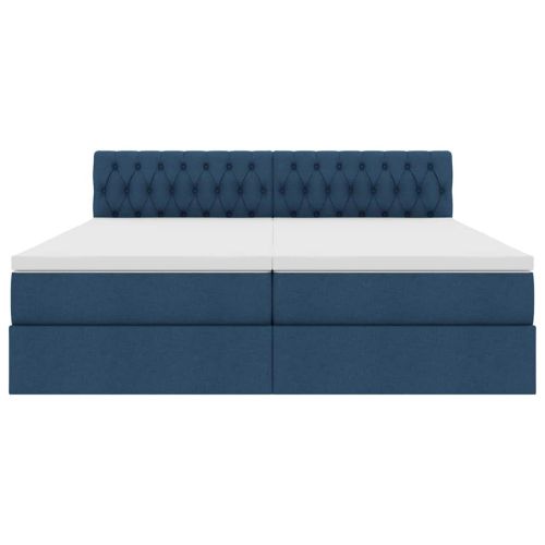 Легло С LED лентисти светлини Синьо 180 x 200 cm текстил