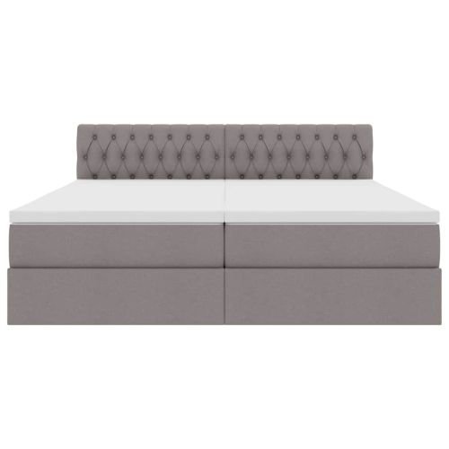 Легло С LED лентисти светлини Таупе 200 x 200 cm текстил