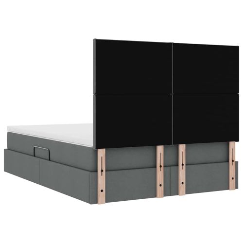 Легло с място за съхранение и матрак Тъмен сив 140 x 200 cm