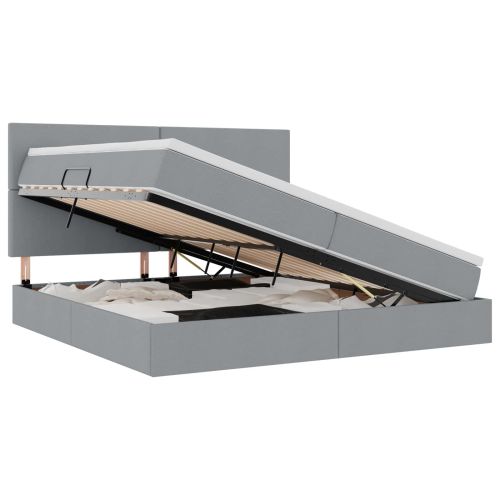 Легло с място за съхранение и матрак Светлосиво 200 x 200 cm