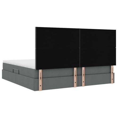 Легло с място за съхранение и матрак Тъмен сив 200 x 200 cm