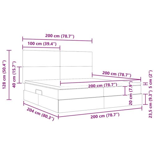 Легло с място за съхранение и матрак Черно 200 x 200 cm