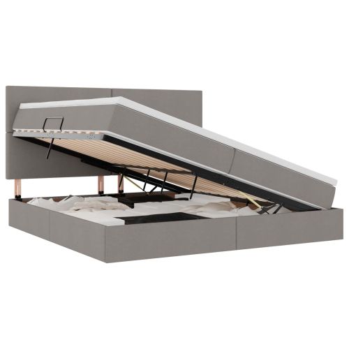 Легло с място за съхранение и матрак Таупе 200 x 200 cm