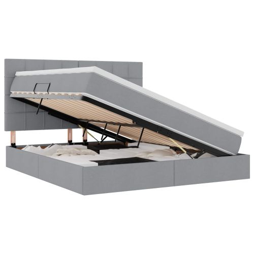 Легло с място за съхранение и матрак Светлосиво 180 x 200 cm