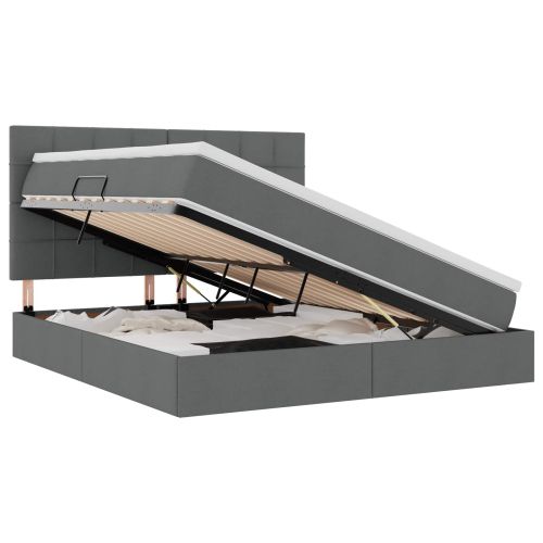 Легло с място за съхранение и матрак Тъмен сив 180 x 200 cm
