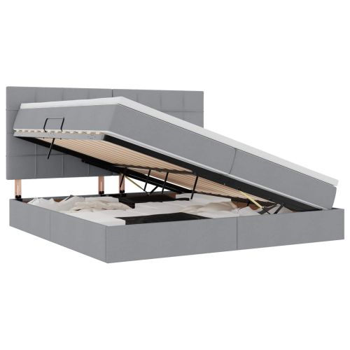 Легло с място за съхранение и матрак Светлосиво 200 x 200 cm