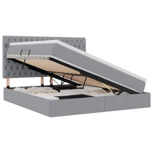 Легло с място за съхранение и матрак Светлосиво 180 x 200 cm