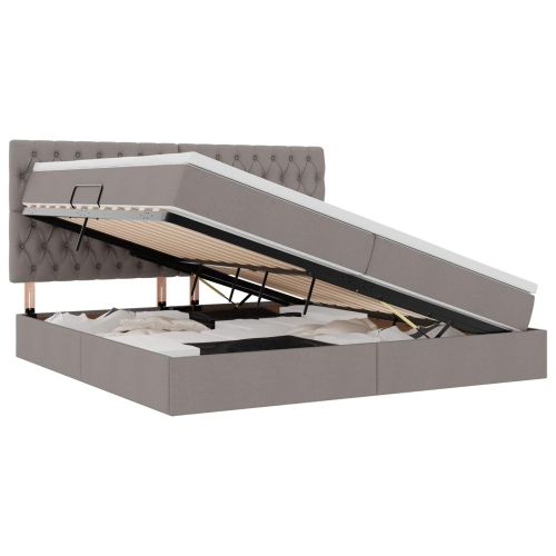 Легло с място за съхранение и матрак Таупе 200 x 200 cm