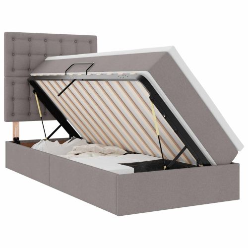 Легло с място за съхранение и матрак Таупе 100 x 200 cm
