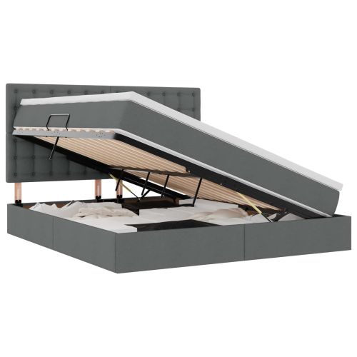 Легло с място за съхранение и матрак Тъмен сив 180 x 200 cm