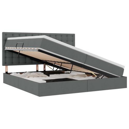 Легло с място за съхранение и матрак Тъмен сив 200 x 200 cm