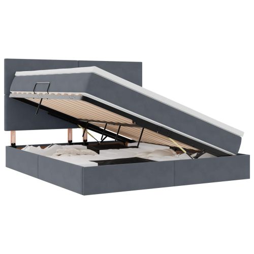 Легло с място за съхранение и матрак Тъмен сив 160 x 200 cm