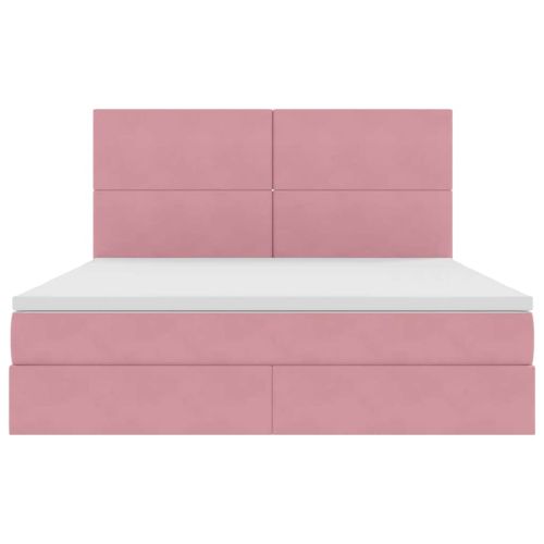 Легло с място за съхранение и матрак Розово 180 x 200 cm Кадифе