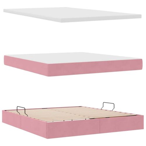 Легло с място за съхранение и матрак Розово 180 x 200 cm Кадифе