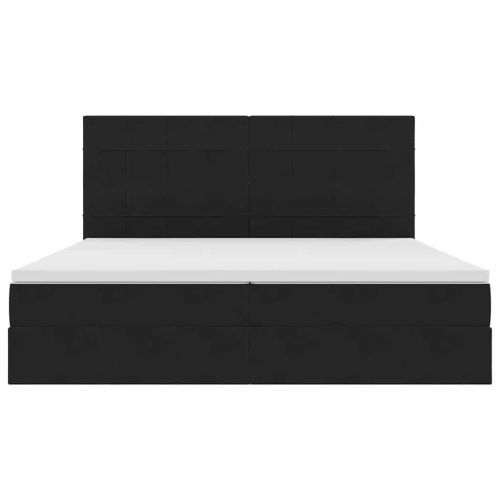 Легло с място за съхранение и матрак Черно 200 x 200 cm Кадифе