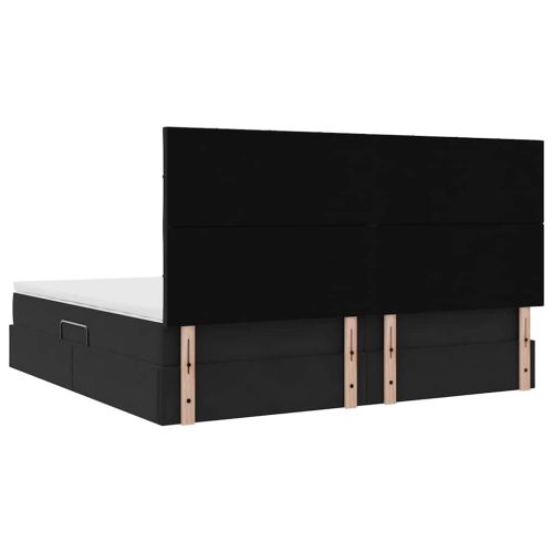 Легло с място за съхранение и матрак Черно 200 x 200 cm Кадифе