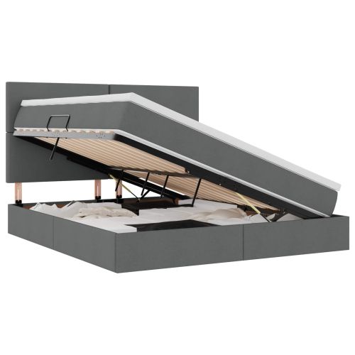 Легло с място за съхранение и LED с LED Тъмен сив 180 x 200 cm