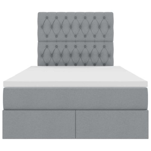 Легло с място за съхранение и LED с LED Светлосиво 120 x 200 cm