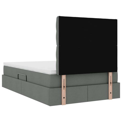 Легло с място за съхранение и LED с LED Тъмен сив 120 x 200 cm