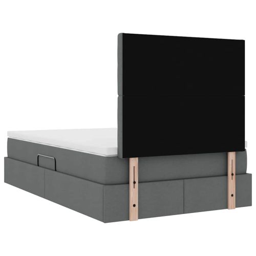 Легло с място за съхранение и LED с LED Тъмен сив 120 x 190 cm