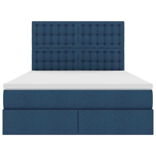 Легло с място за съхранение и LED Синьо 140 x 190 cm Полиестер