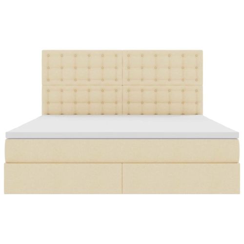 Легло с място за съхранение и LED Кремав 180 x 200 cm Полиестер