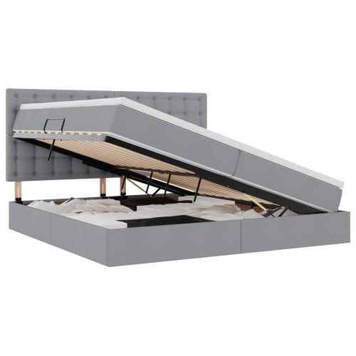 Легло с място за съхранение и LED с LED Светлосиво 200 x 200 cm