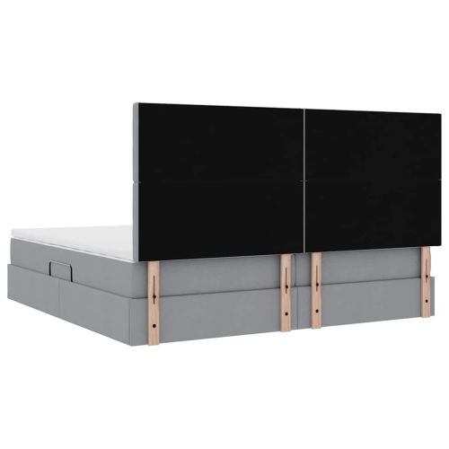 Легло с място за съхранение и LED с LED Светлосиво 200 x 200 cm