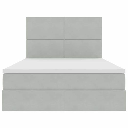 Легло с място за съхранение и LED с LED Светлосиво 140 x 190 cm