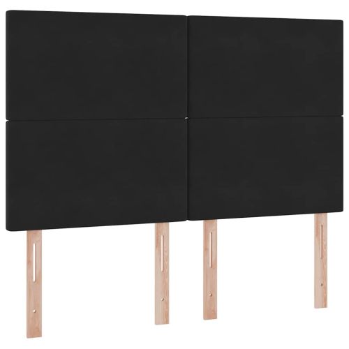 Легло с място за съхранение и LED Черно 140 x 190 cm Кадифе