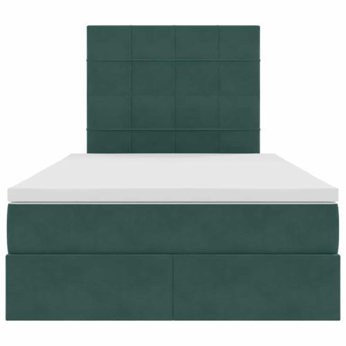 Легло с място за съхранение и LED Тъмен зелен 120 x 200 cm